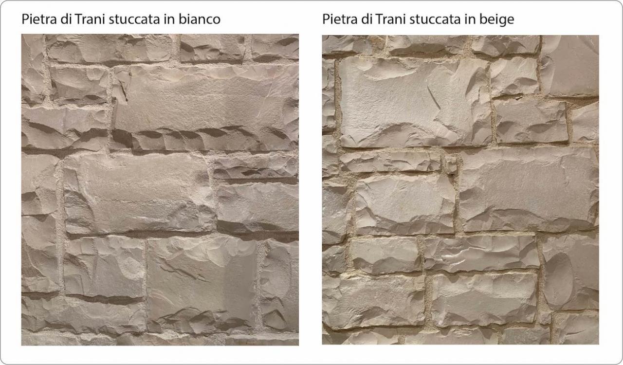 Come cambia il colore della parete variando il colore dello stucco per le pietre