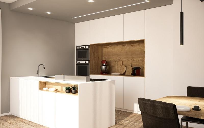 cucina bianca legno moderna