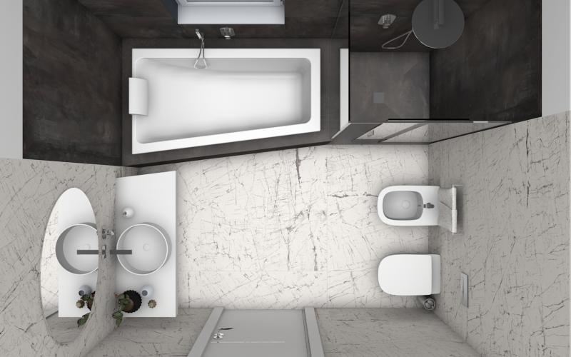 Modern black&white bathroom project Vicenza