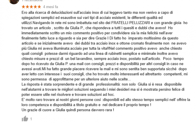Reviews on Giulia, Fratelli Pellizzari Vicenza