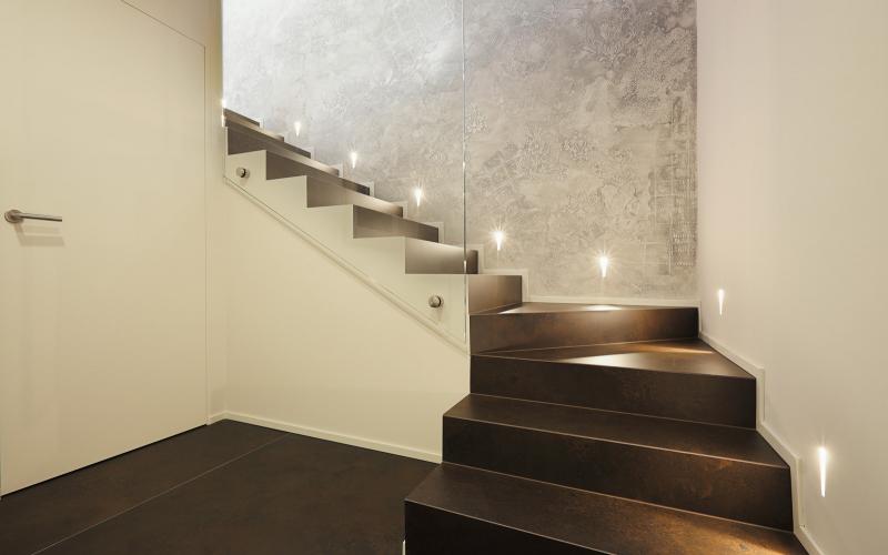 stoneware staircase with raw lime coating Vicenza