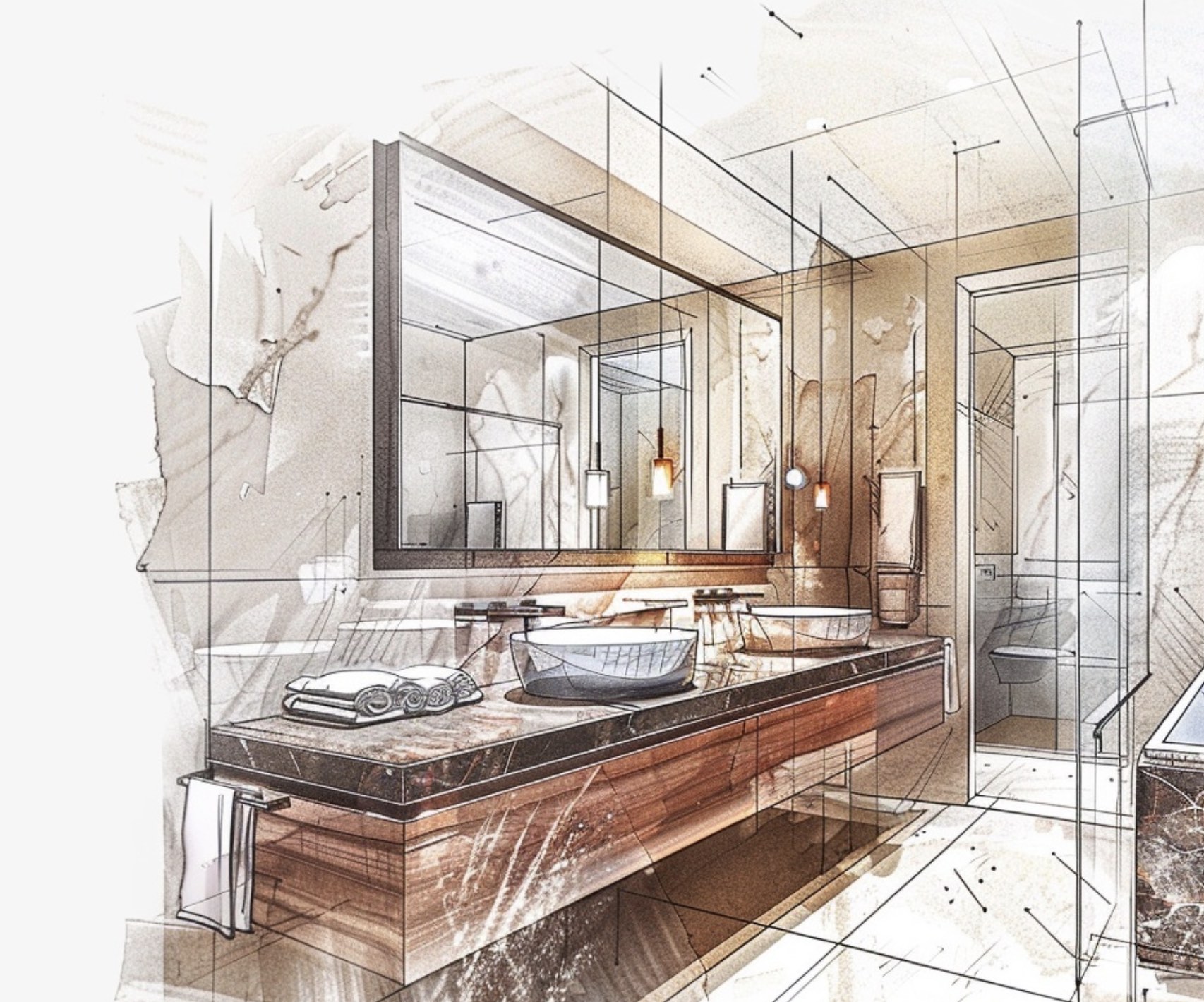 Specchi in bagno, disegno