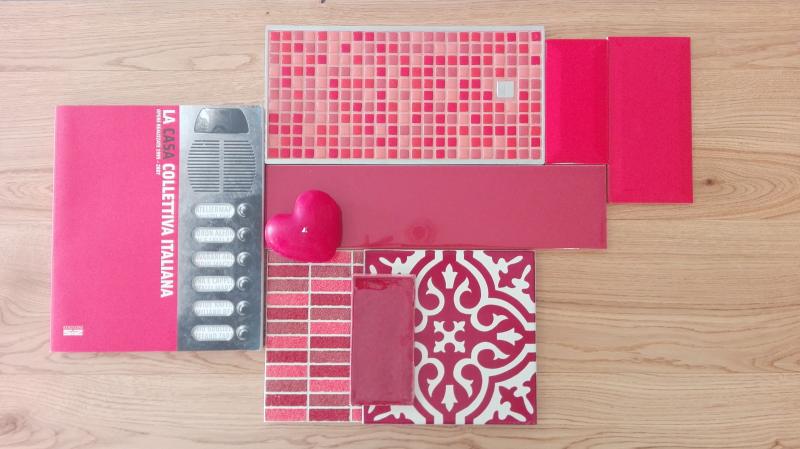 rosso moodboard per un bagno