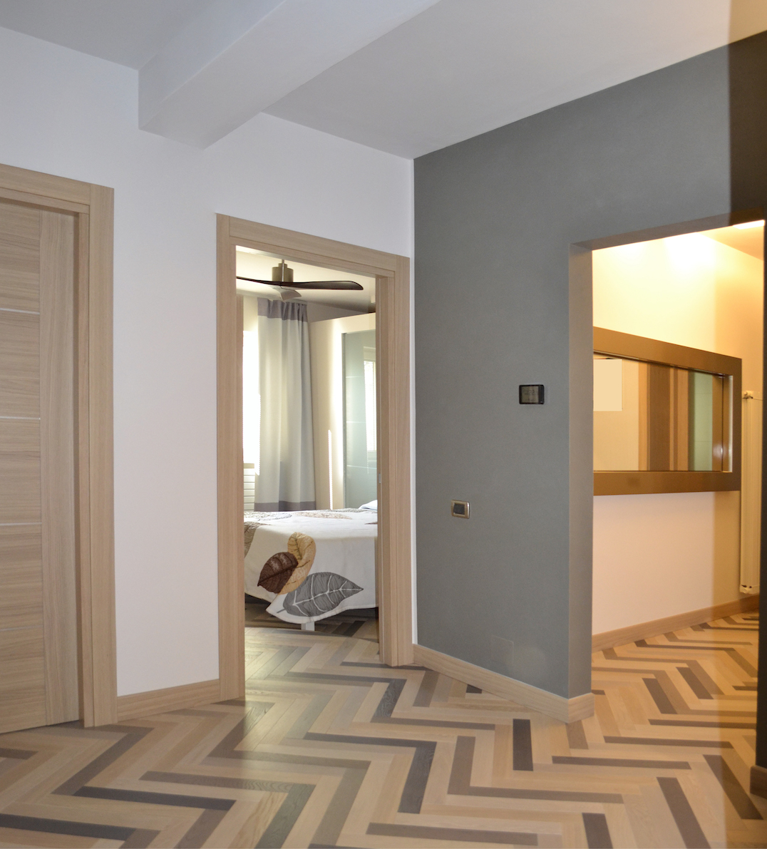 Parquet spina pesce multicolor zona notte