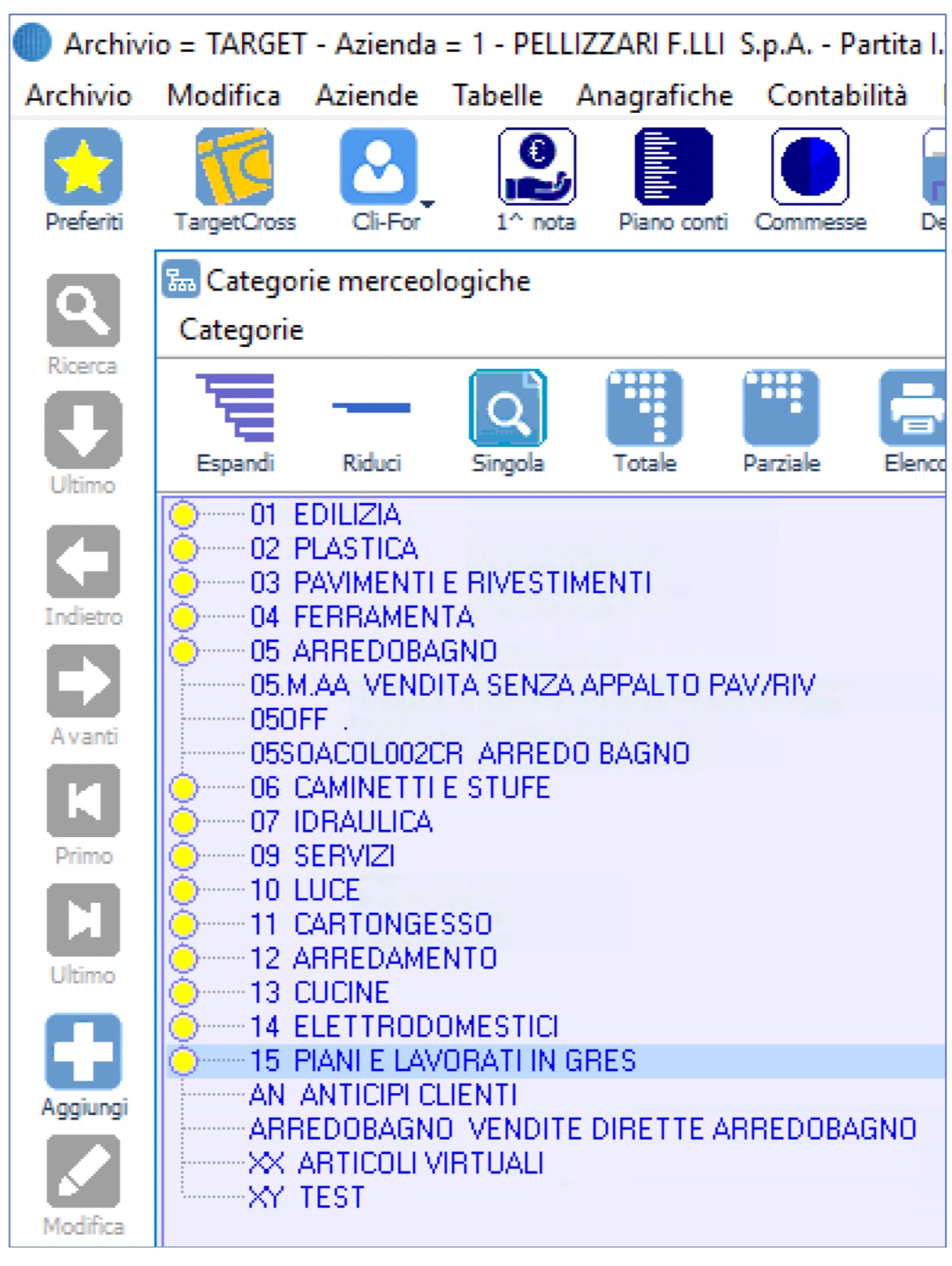 CATEGORIE MERCEOLOGICHE