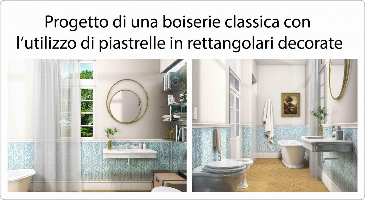 Progetto boiserie bagno classica