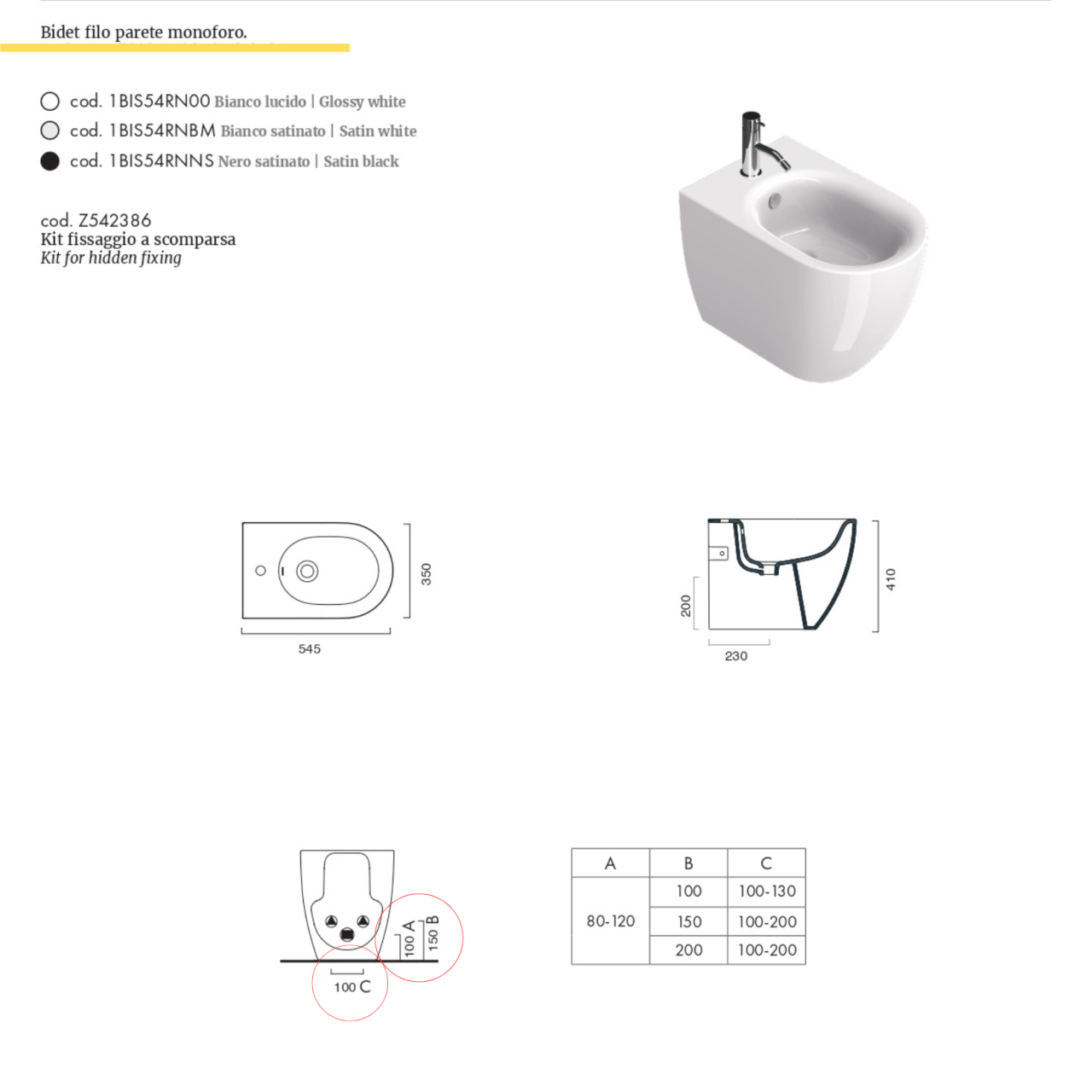 misure bidet