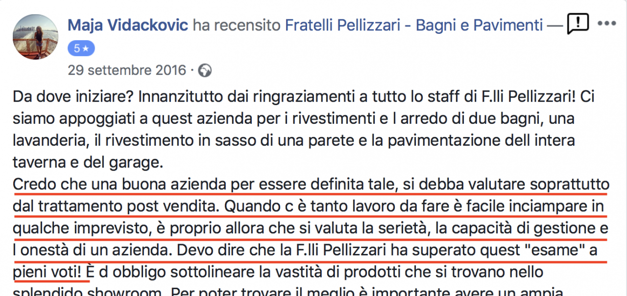 Opinioni post vendita fratelli pellizzari