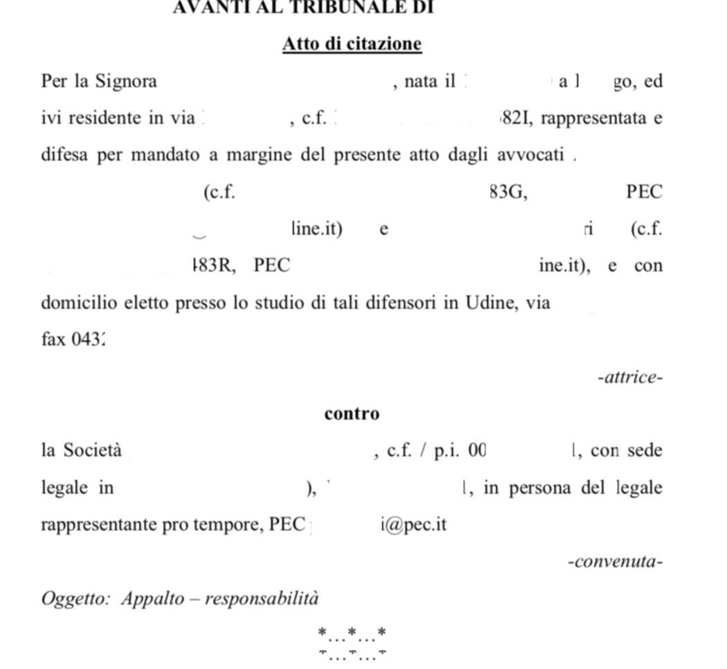 problemi piastrelle atto di citazione